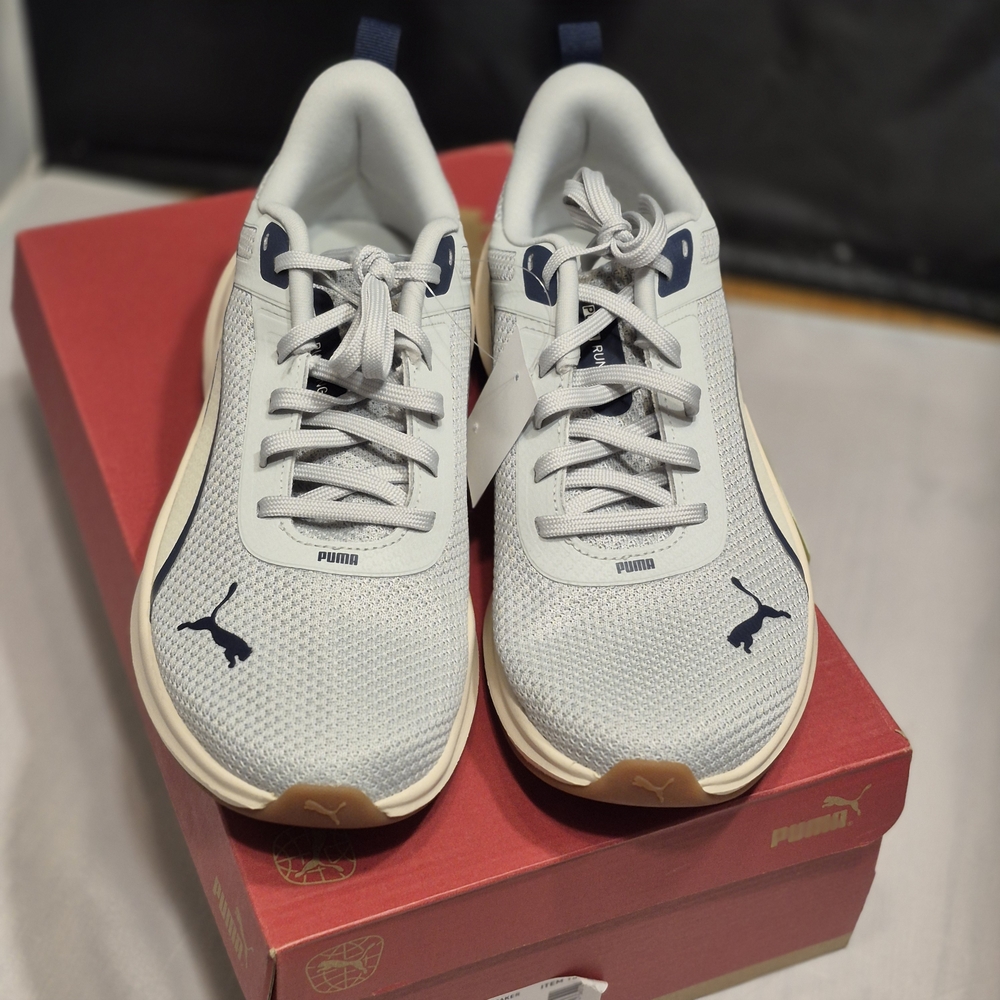 Puma White and Blue Athletic Shoes